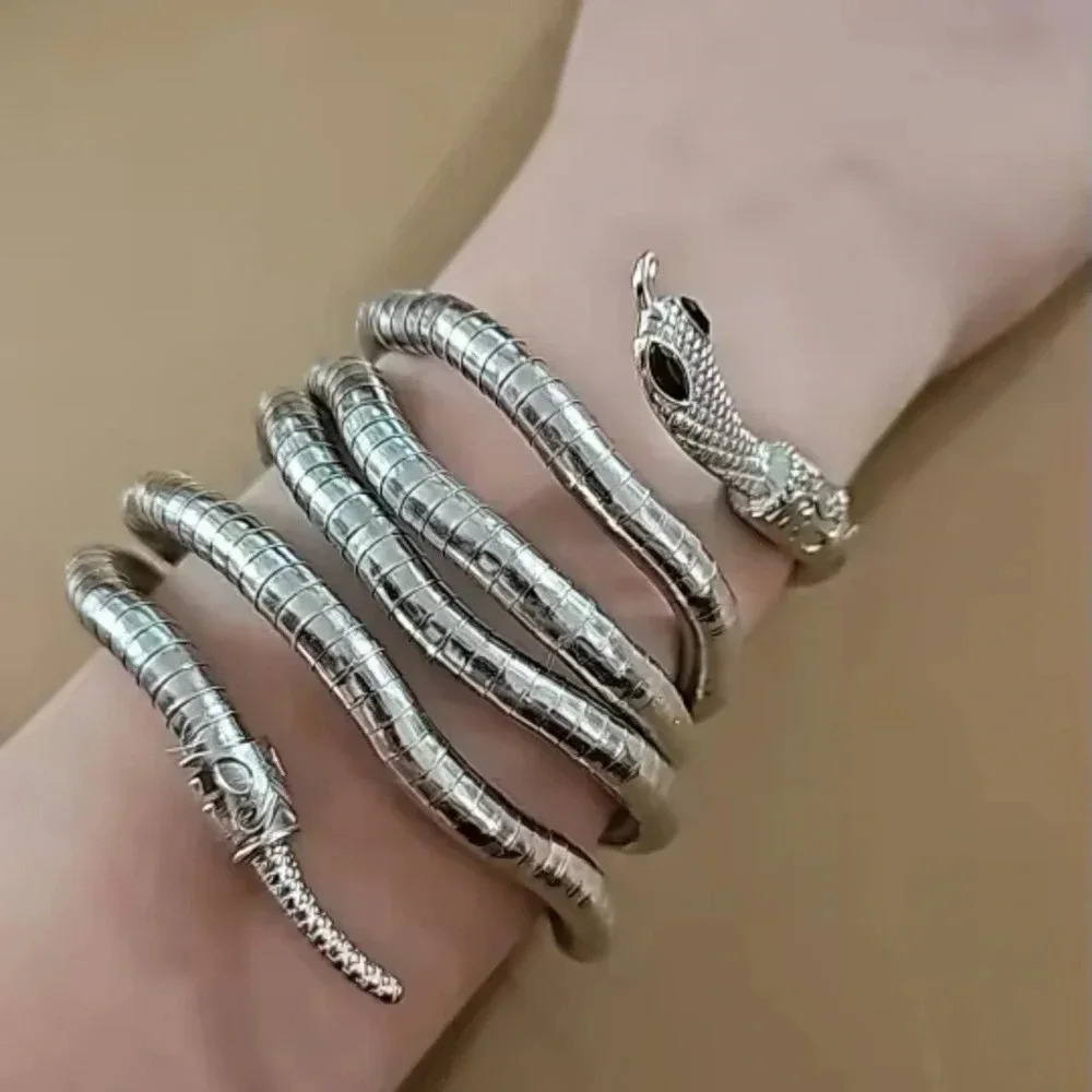 Serpenti Silver Metallic Magic Snake Cool Bendy Multilayer Necklace - Picture 9 of 14